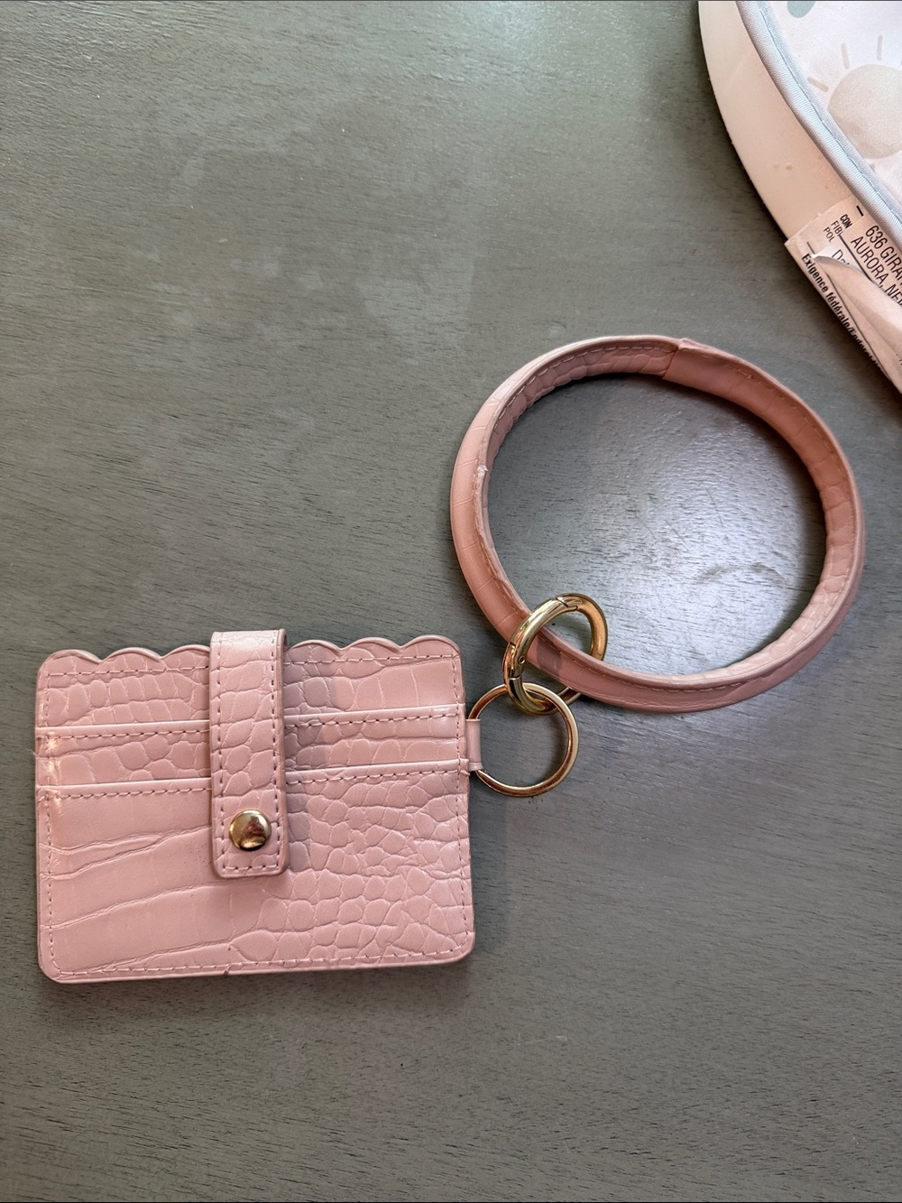 Pink Wristlet Card Holder with Keyring